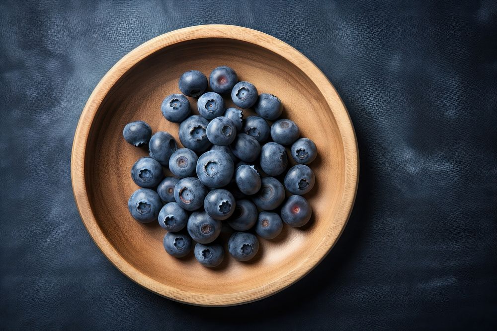 Wooden plate blueberry berries fruit. AI generated Image by rawpixel.