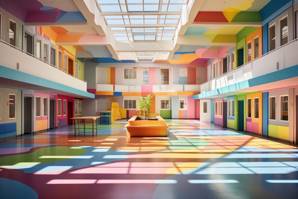 Elementary school architecture building flooring.