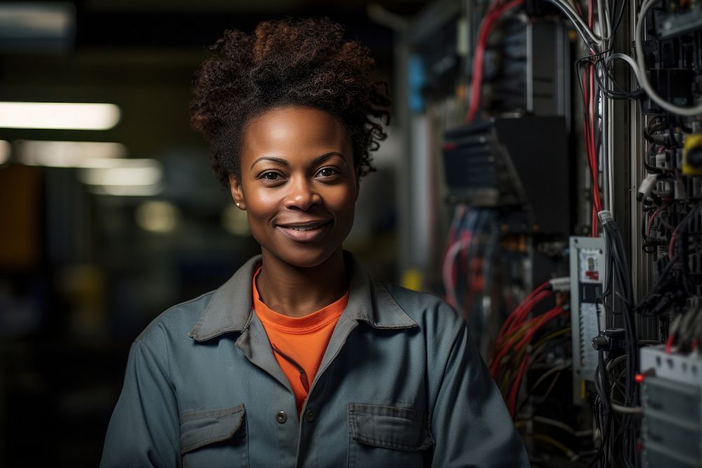 Black female technician technology protection expertise. AI generated Image by rawpixel.