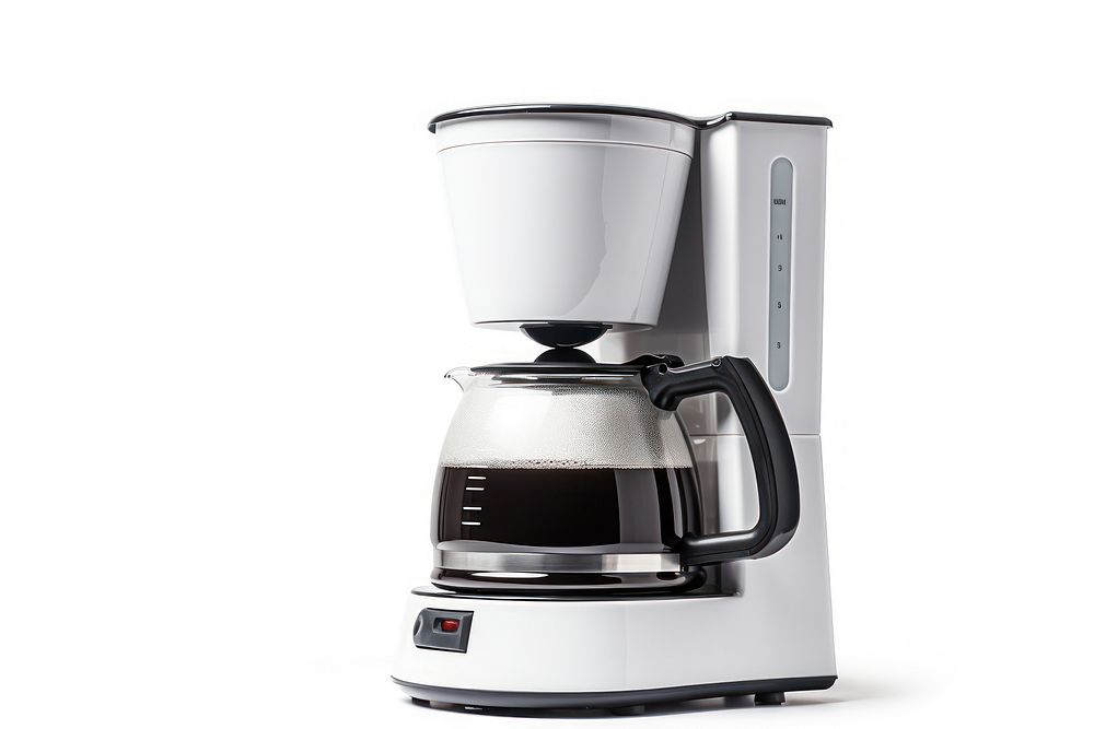 Coffeemaker appliance mixer white background. 