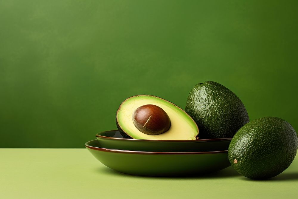 Plates avocado fruit green. AI generated Image by rawpixel.