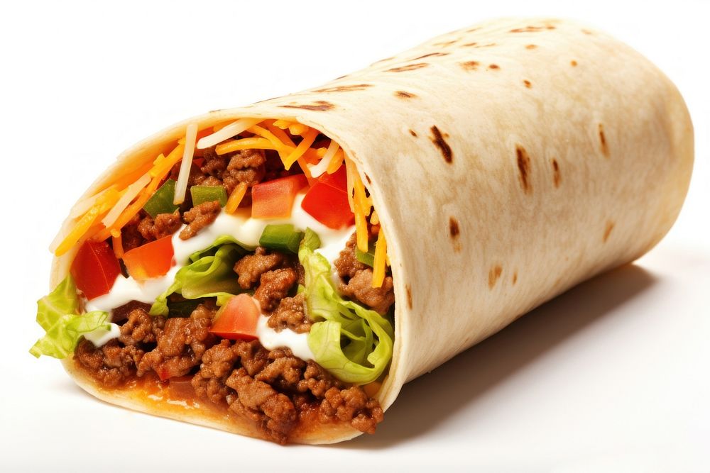 Burrito food white background fast food. 