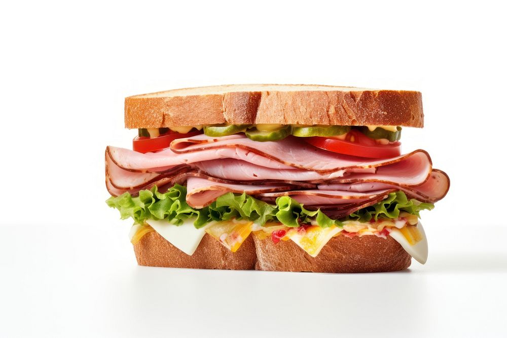 Ham sandwich food bread lunch. AI generated Image by rawpixel.