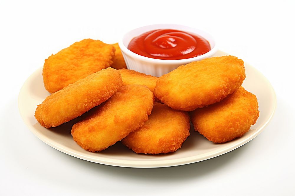 Nugget food ketchup white background. AI generated Image by rawpixel.