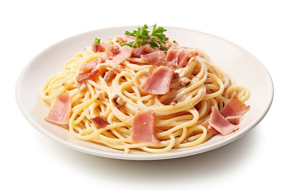 Spaghetti Carbonara food carbonara pasta. AI generated Image by rawpixel.