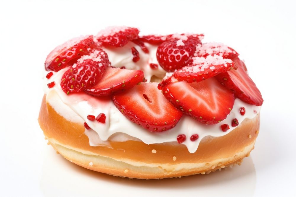 Strawberry bagel food dessert fruit. AI generated Image by rawpixel.