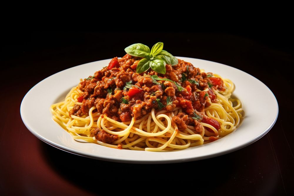 Fast food spaghetti pasta plate. 