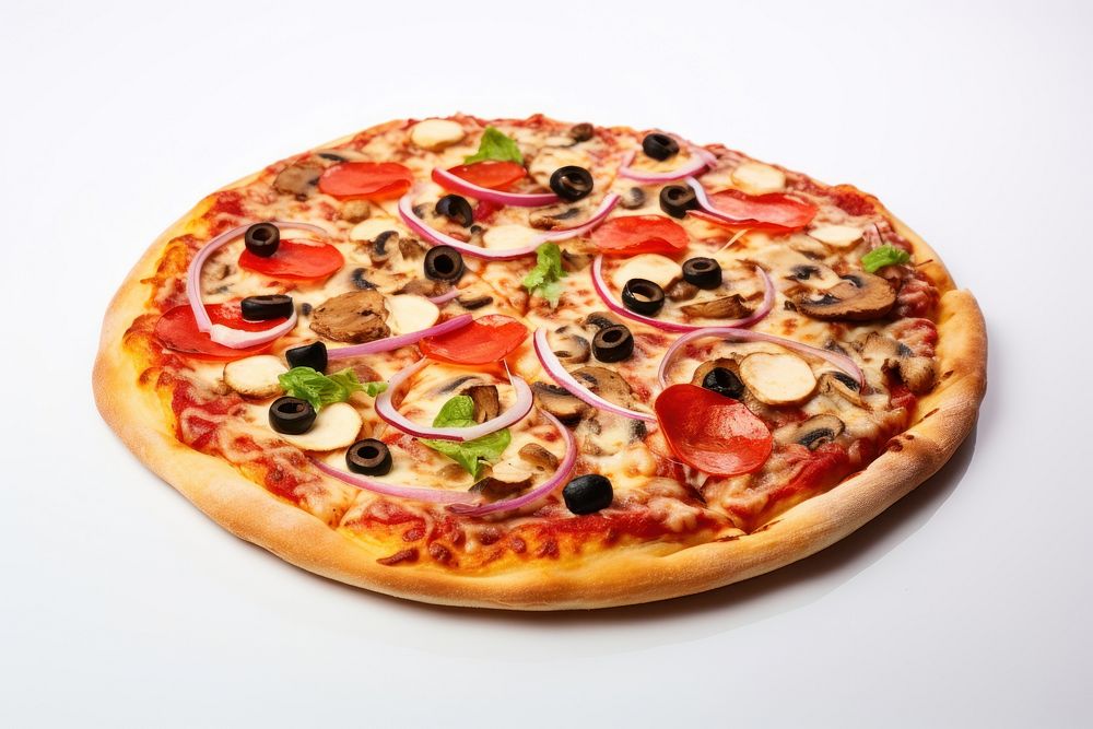 Pizza food white background mozzarella. AI generated Image by rawpixel.