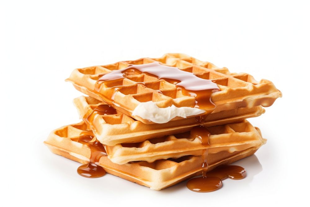 Waffle food dessert white background. AI generated Image by rawpixel.