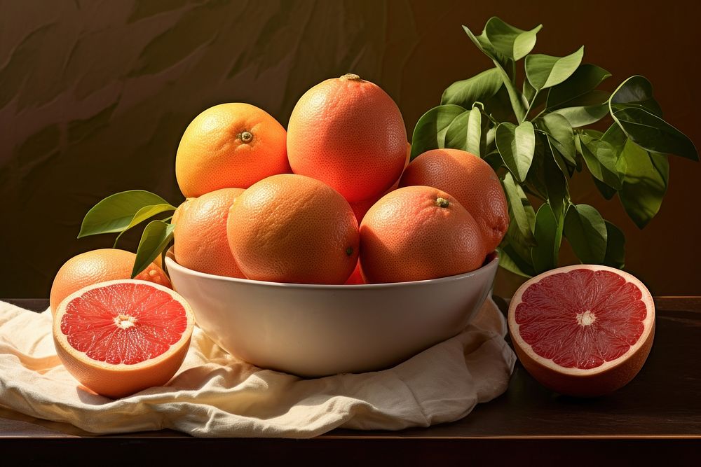 Grapefruits plant food bowl. AI generated Image by rawpixel.