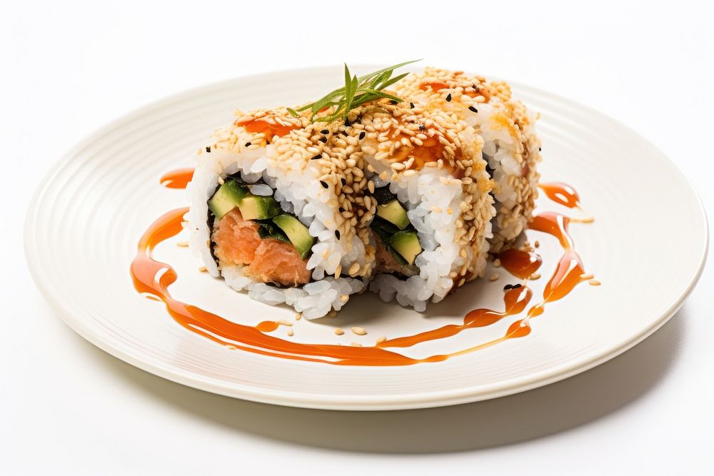 California roll plate food sushi. AI generated Image by rawpixel.