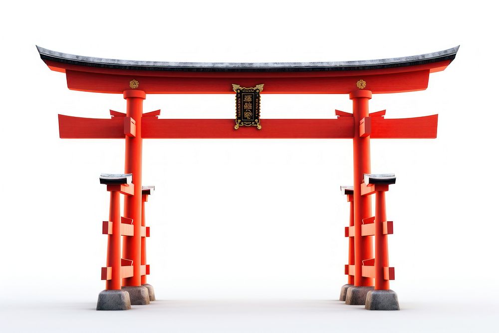 Torii gate white background architecture. AI generated Image by rawpixel.