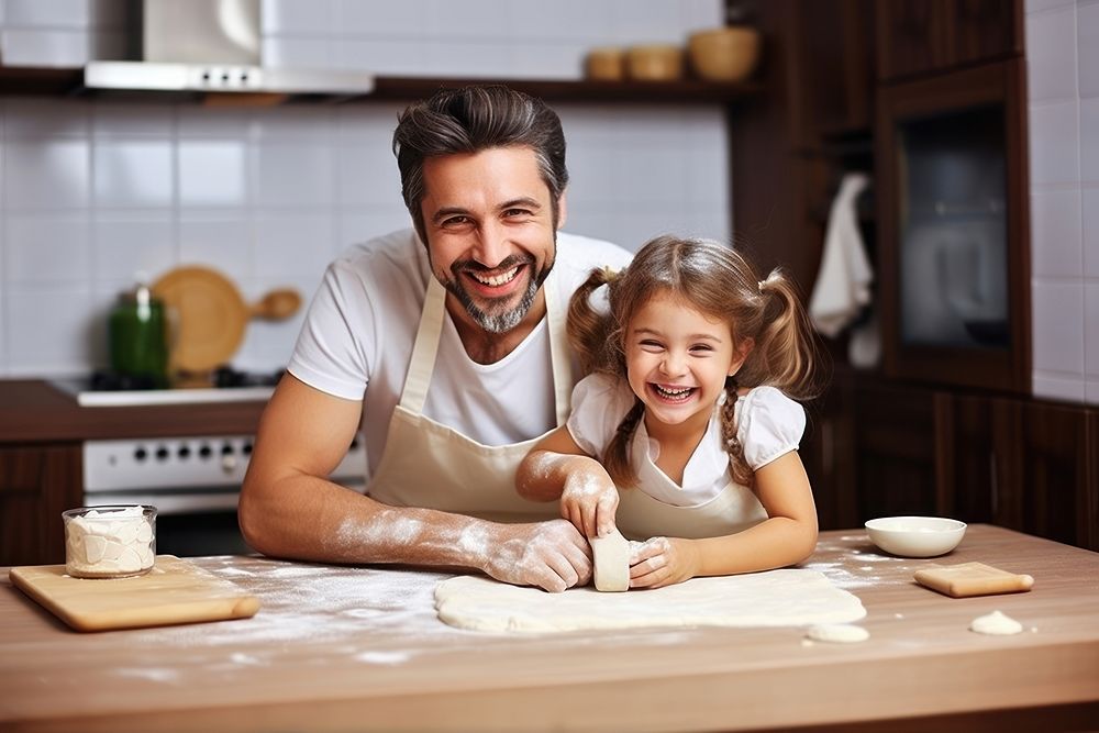 Kitchen apron smiling family adult. AI generated Image by rawpixel.