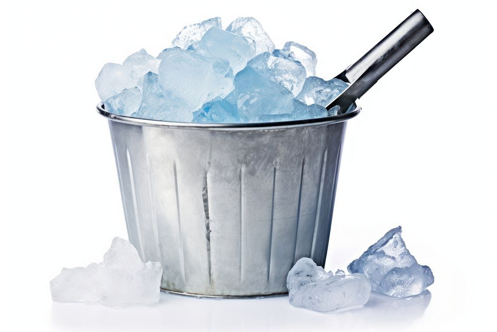 Bucket ice metal white background. AI generated Image by rawpixel.