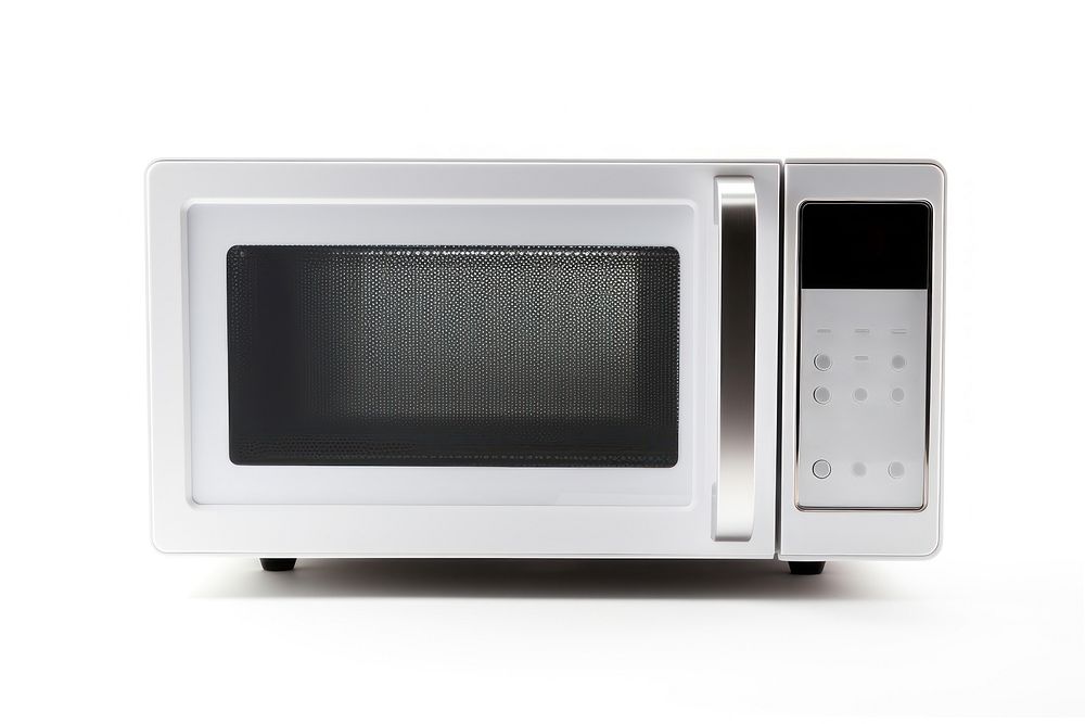 Modern microwave oven appliance white background technology. 