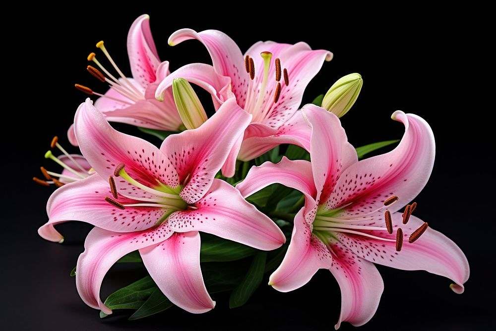 Pink lily flower petal plant. 