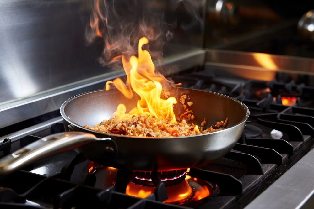 Kitchen cooking stove fire. AI generated Image by rawpixel.