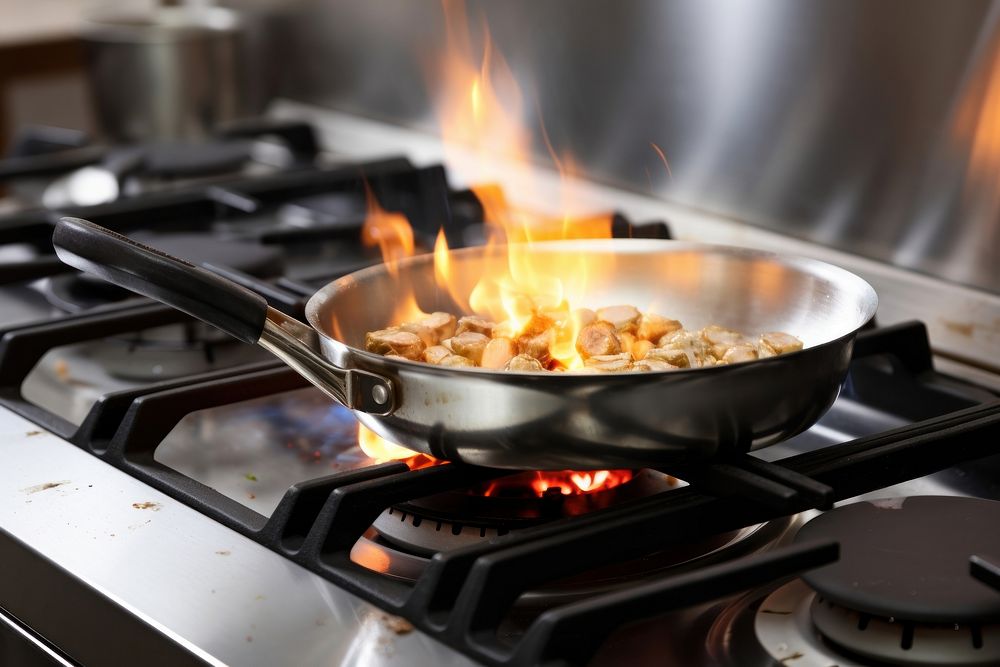 Kitchen stove fire pan. AI generated Image by rawpixel.