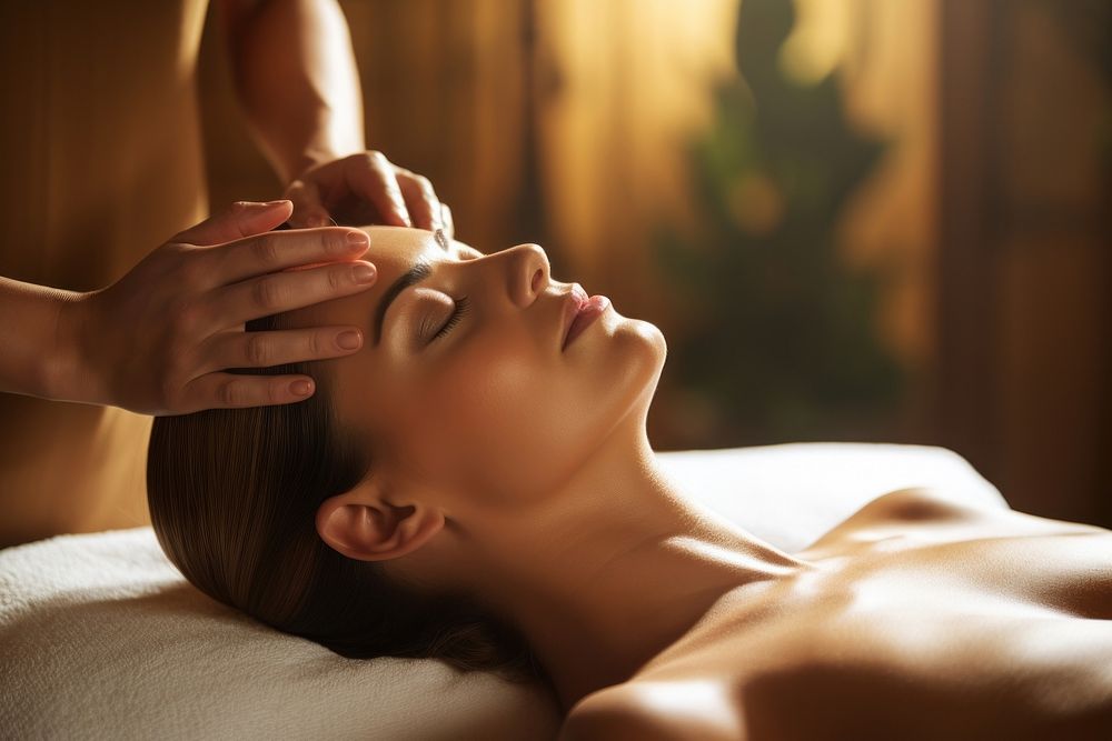 Receiving Back Massage massage adult spa. AI generated Image by rawpixel.