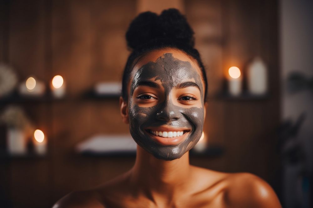 Spa black Woman portrait adult smile. 