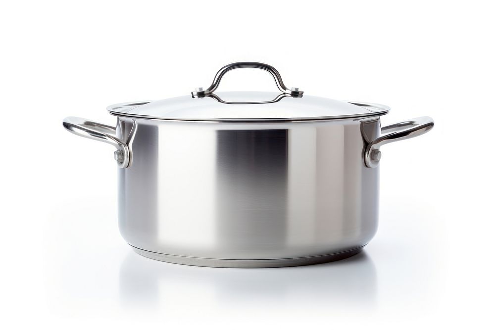Stainless steel pot appliance white background saucepan. AI generated Image by rawpixel.
