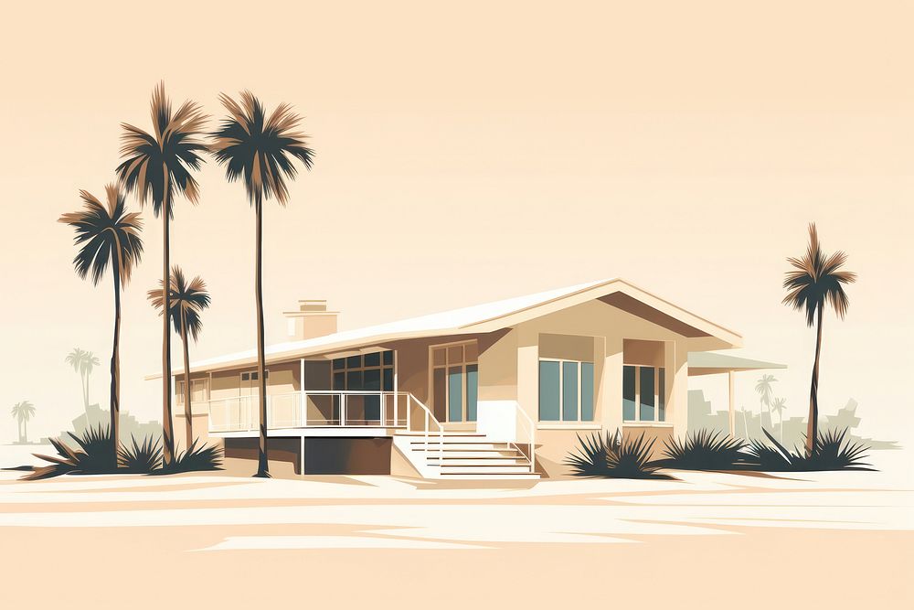 Beach bungalow architecture building outdoors. AI generated Image by rawpixel.