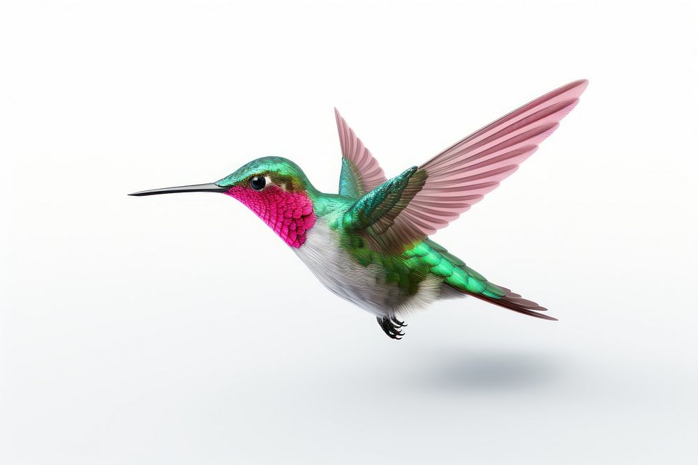 Hummingbird animal flying white background. AI generated Image by rawpixel.