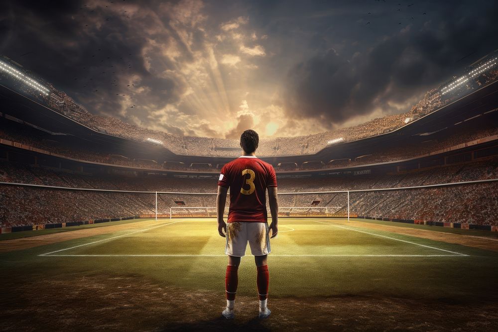 Football stadium player football player. AI generated Image by rawpixel.
