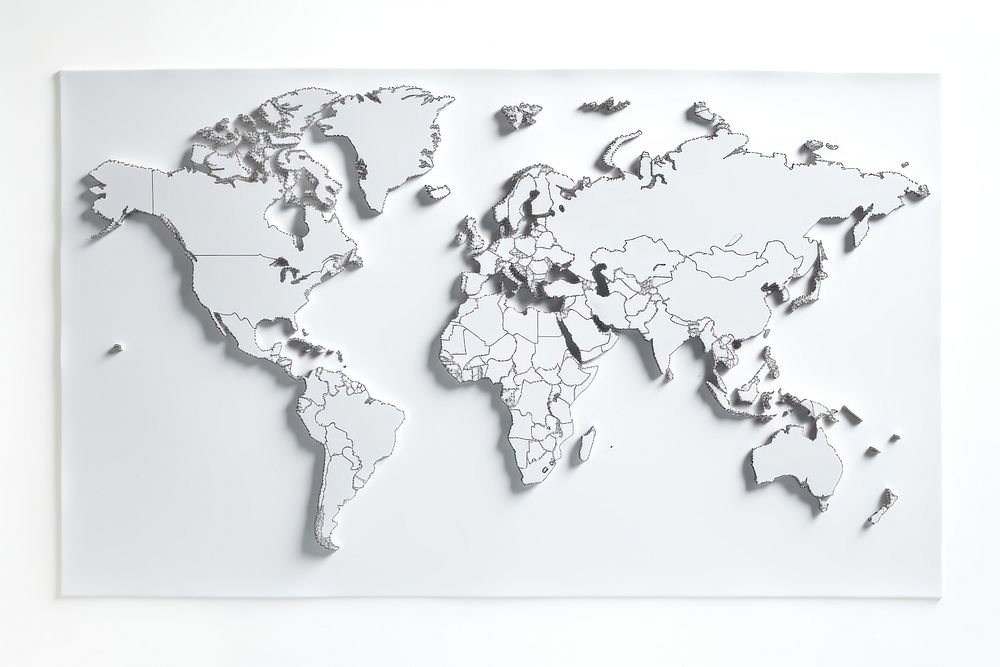 World map topography drawing diagram. AI generated Image by rawpixel.
