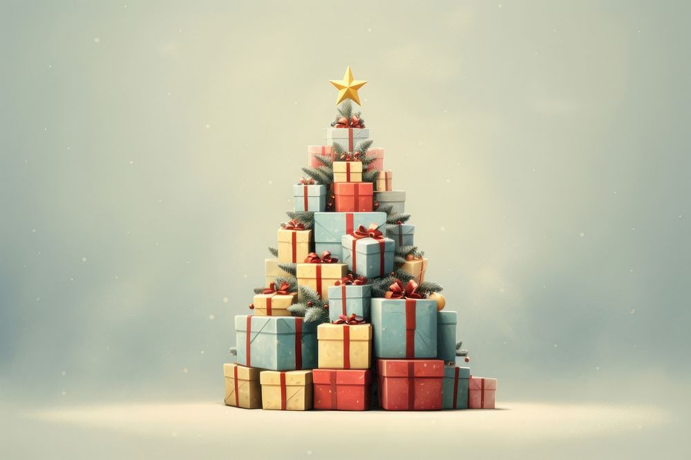 Christmas tree christmas gift box. AI generated Image by rawpixel.