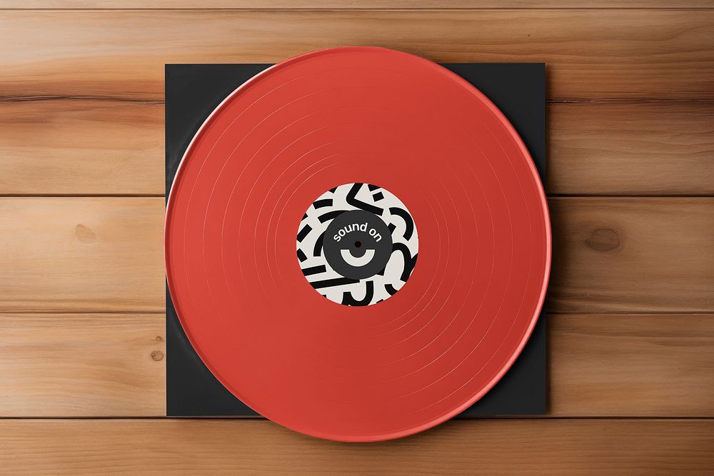 Vinyl record mockup, player design psd