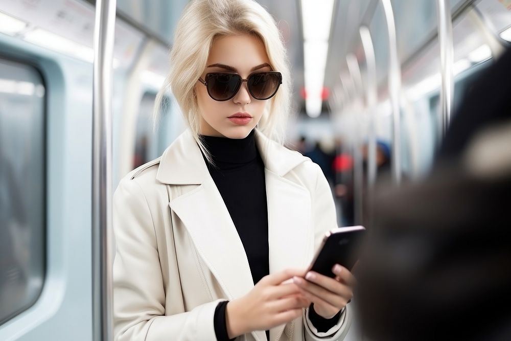Young blond woman subway train adult. AI generated Image by rawpixel.