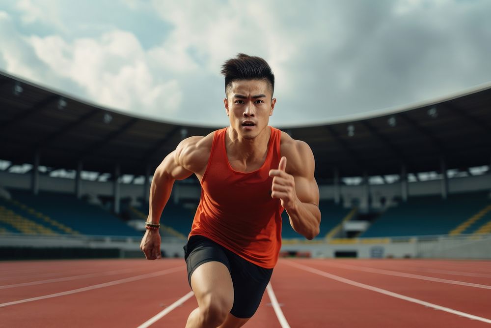 Running track athlete sports adult. AI generated Image by rawpixel.
