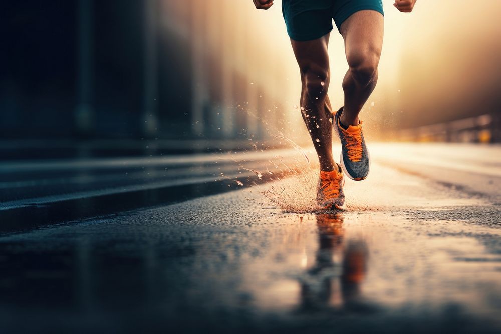 Running jogging athlete road. AI generated Image by rawpixel.