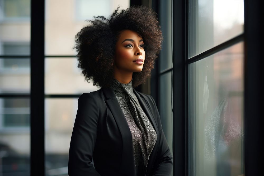 Businesswoman standing portrait window. AI generated Image by rawpixel.