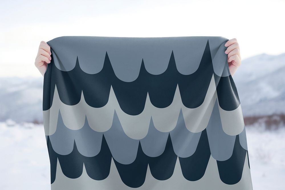 Graphic blankets mockup, fabric design psd