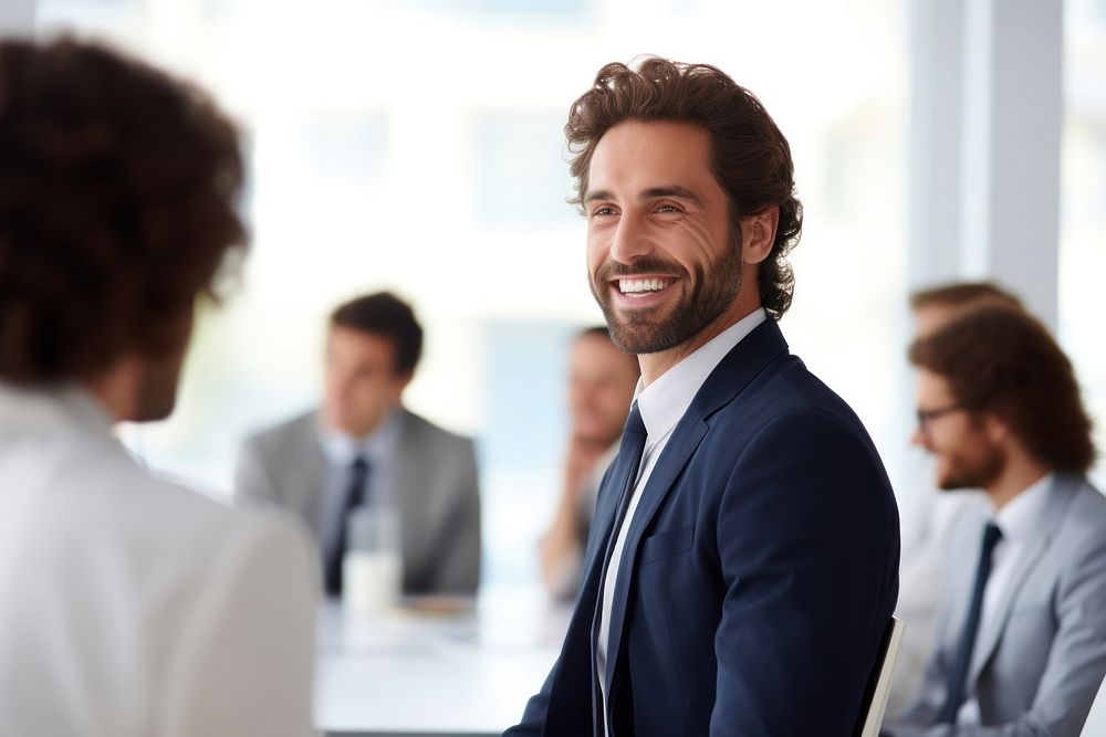 Man smiling meeting adult happy. 