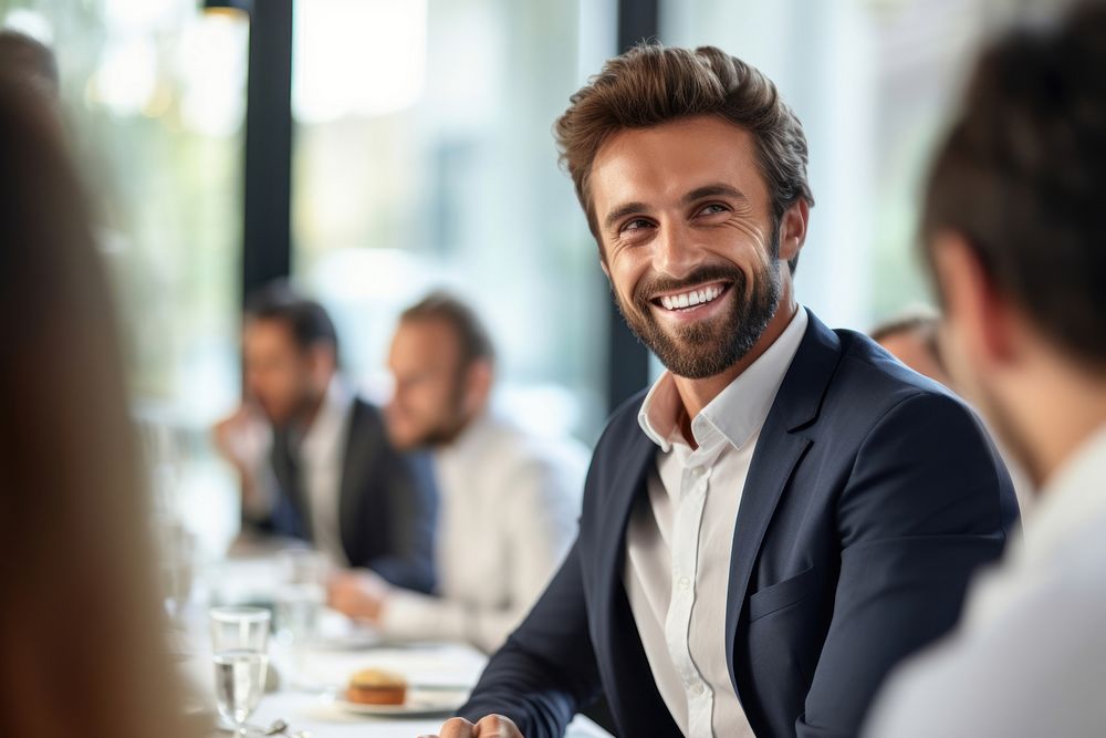 Man smiling meeting adult smile. 