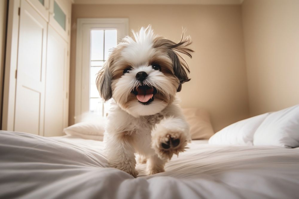 Dog shih tzu furniture bedroom. AI generated Image by rawpixel.