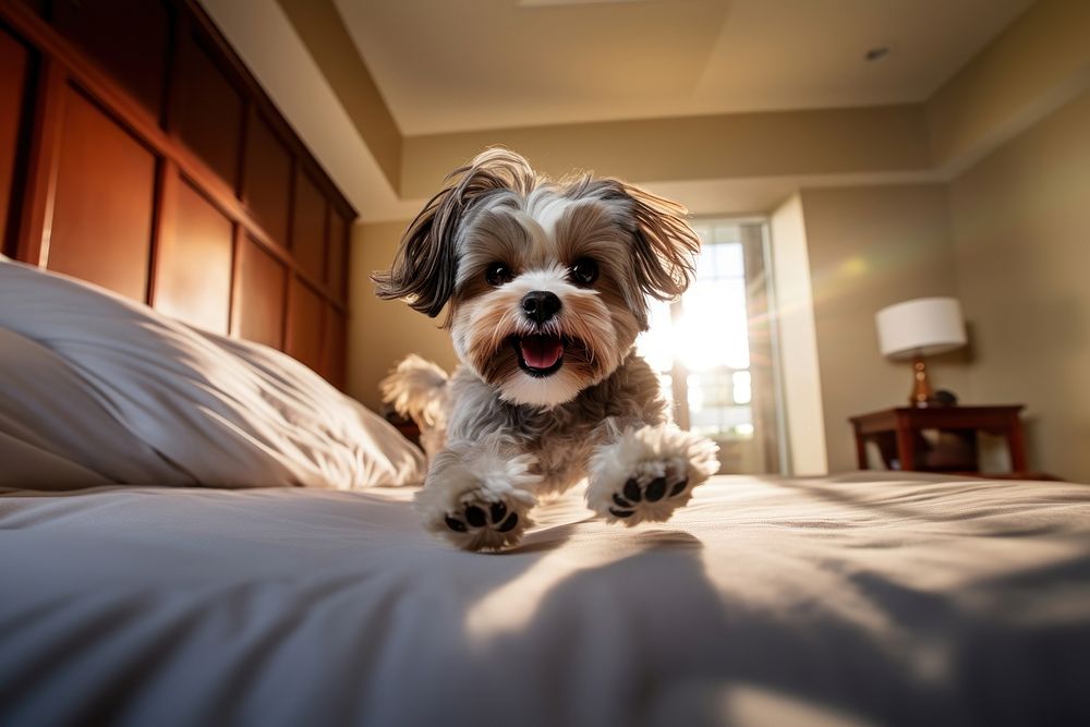 Dog shih tzu bed furniture. AI generated Image by rawpixel.