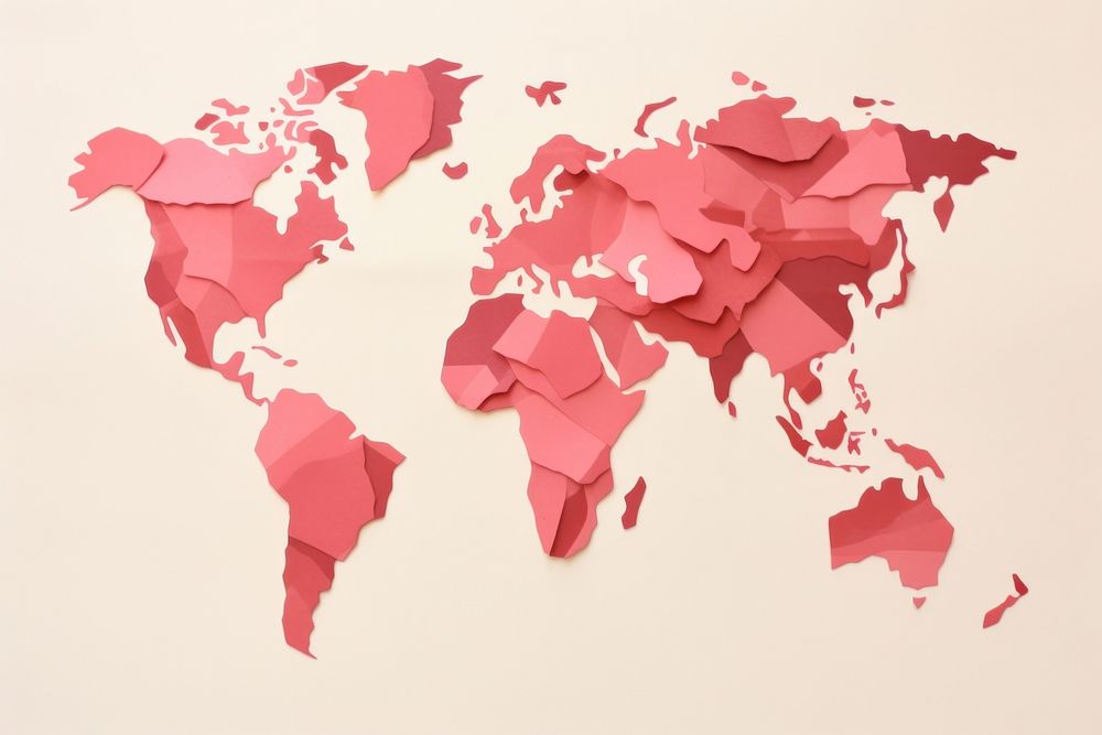 World map paper art topography. AI generated Image by rawpixel.