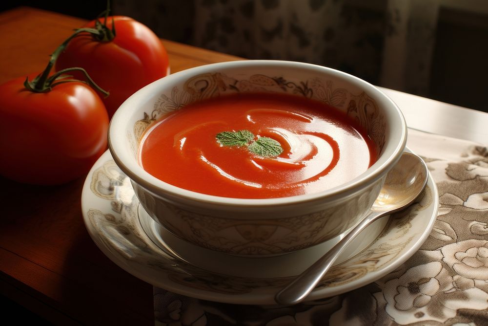 Tomato soup food bowl dish. AI generated Image by rawpixel.