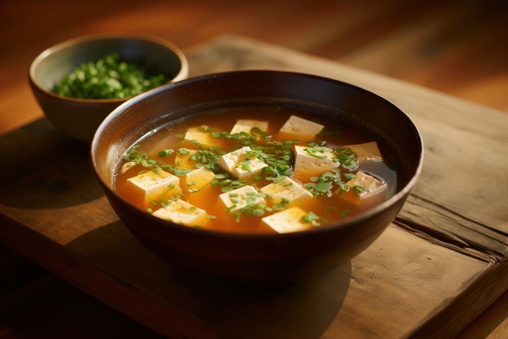 Tofu clear soup food meal dish. AI generated Image by rawpixel.