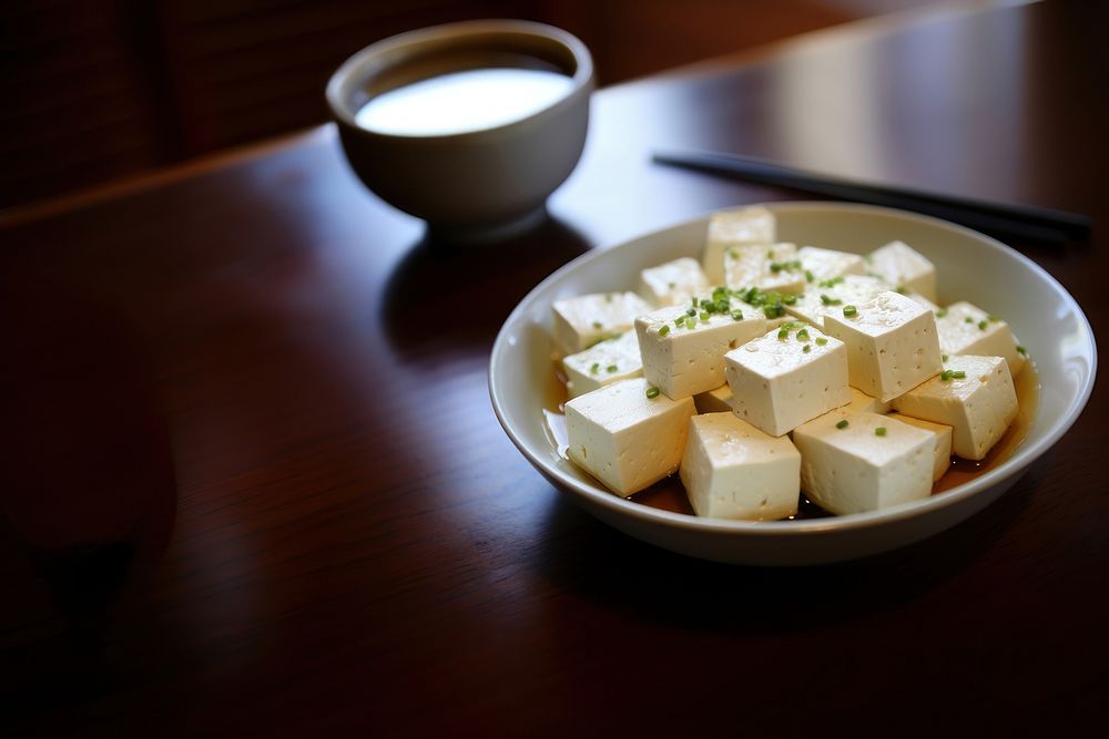 Tofu cheese table plate. AI generated Image by rawpixel.