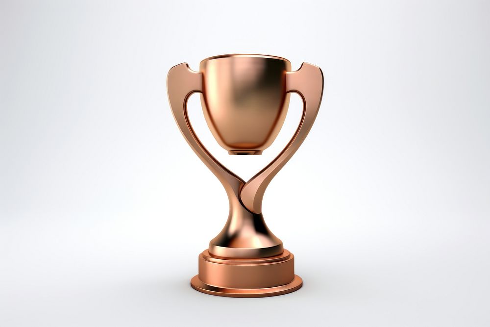 Trophy bronze 3d cartoon realistic achievement investment success. 