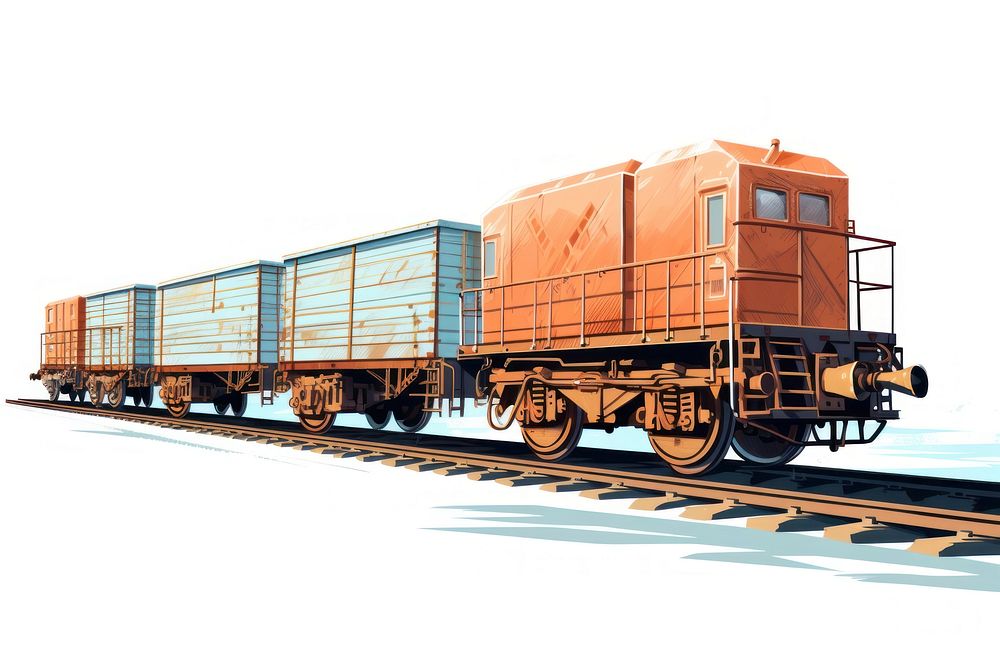 Train cargo shipment illustration vehicle railway transportation. AI generated Image by rawpixel.