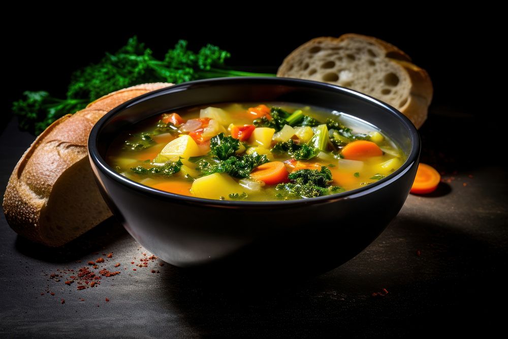 Vegetable soup food meal dish. AI generated Image by rawpixel.