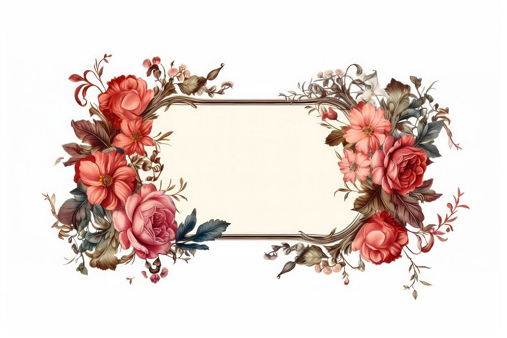 Vintage style border png pattern flower plant. 