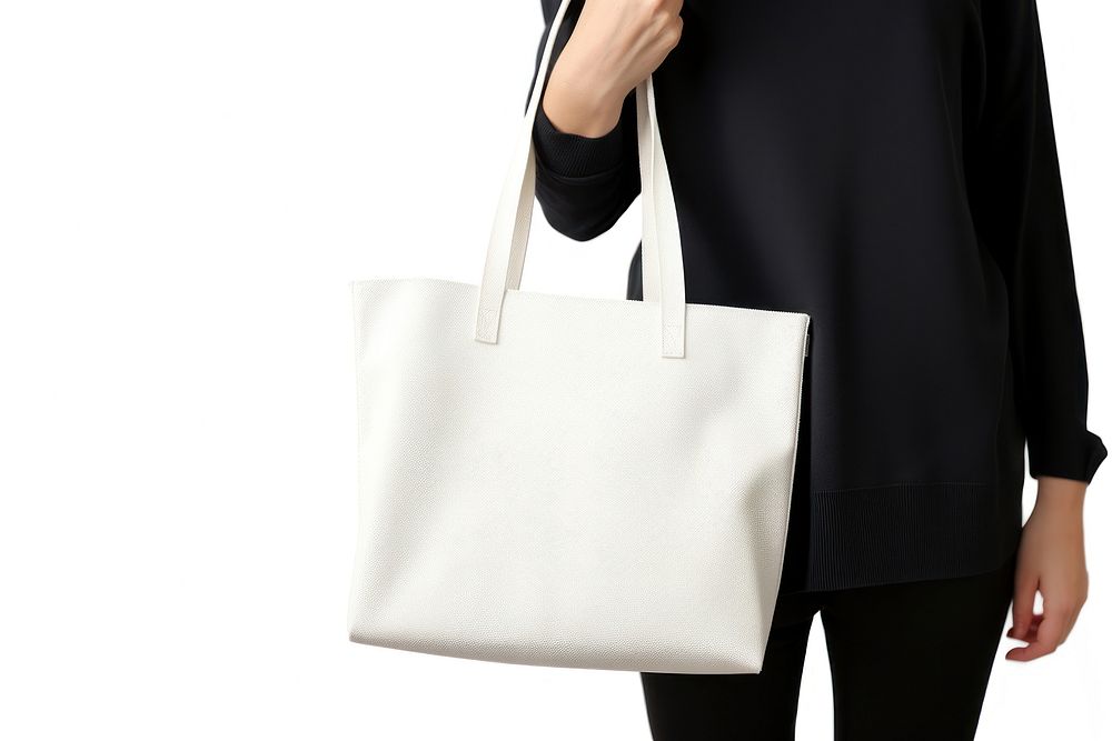 Woman holding blank tote bag handbag white accessories. AI generated Image by rawpixel.