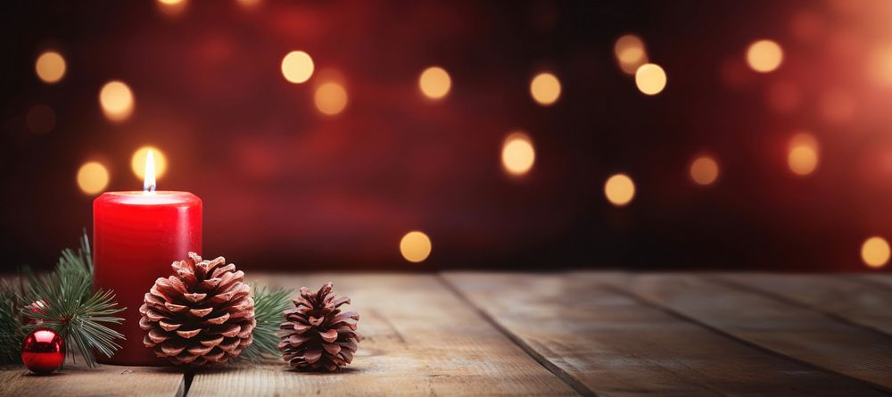 Christmas decoration candle wood illuminated. 